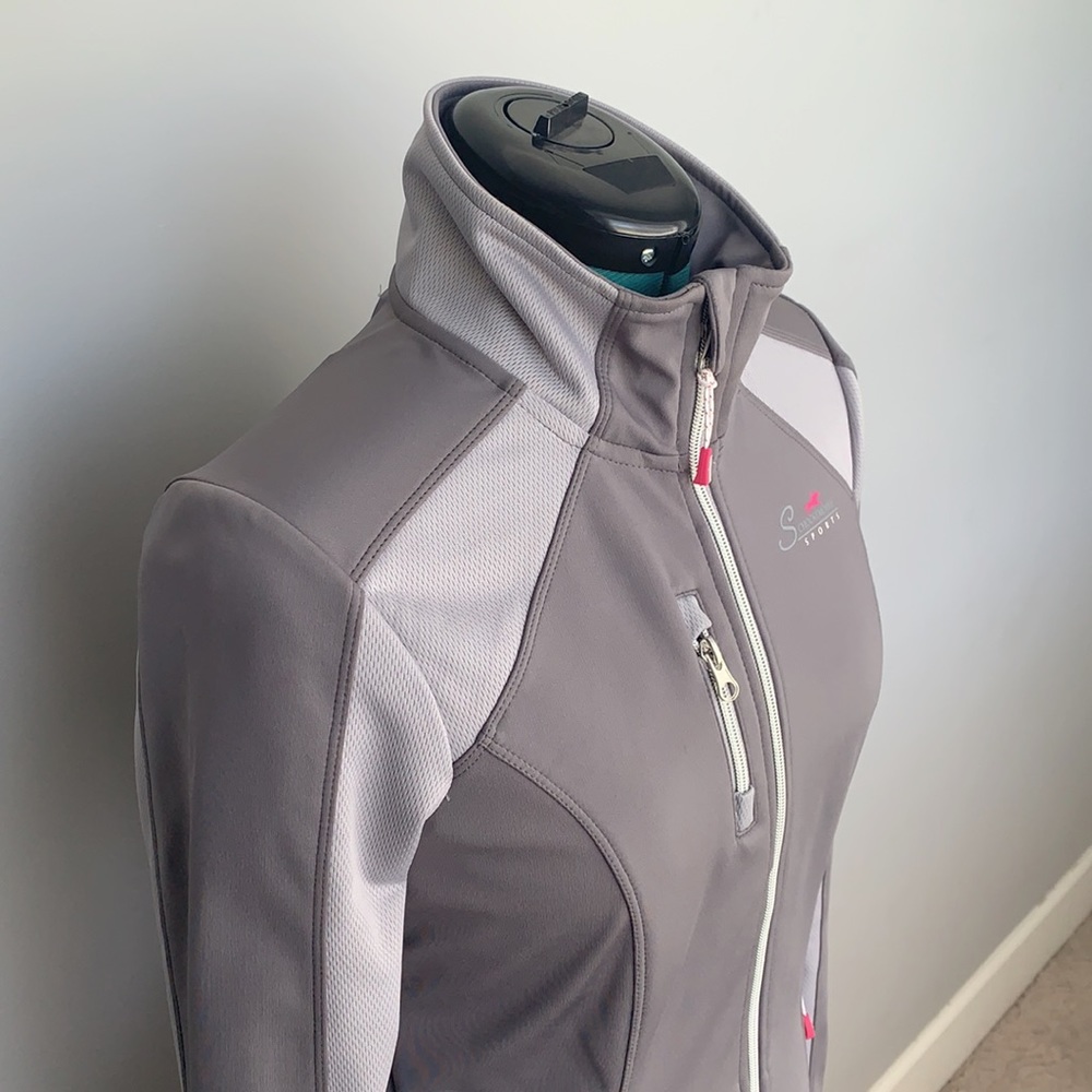 Ladies Grey Riding Jacket with Pockets - Picture 4 of 9
